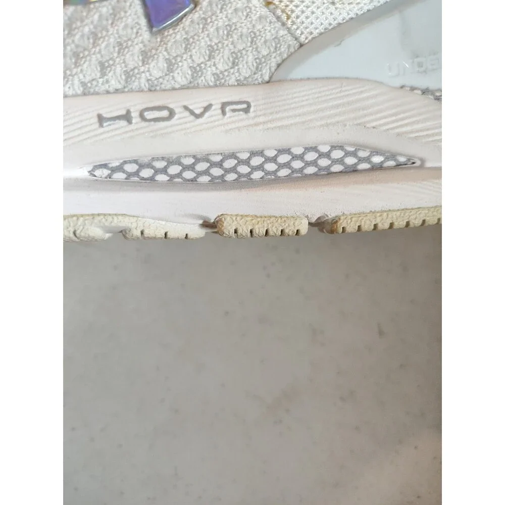 Q Under Armor Women's 8 And 1/2 White Mesh Tennis Shoe (1097)